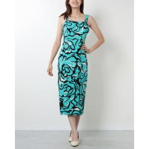 レイチェルロイ RACHEL ROY ターコイズブルーにフローラル柄の美ラインワンピース （ターコイズブルー）