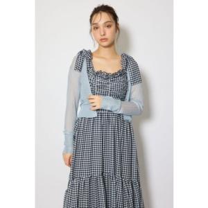 スカラップクロップドニットカーディガン BLU