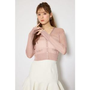 スカラップクロップドニットカーディガン PNK