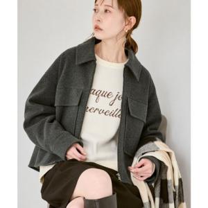 ロペピクニック ROPE' PICNIC ジャージメルトンポケット付きジップコート （チャコール（06））