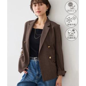 ロペピクニック ROPE' PICNIC カナパ 金ボタンジャケット/セットアップ対応・UV・抗菌防臭・接触冷感 （ダークブラウン（20））