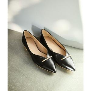 ロペピクニック パサージュ ROPE' PICNIC PASSAGE メタルリボンVカットフラットパンプス （ブラック（01））