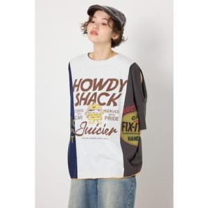 ＜WEB先行アイテム＞カスタムオープンショルダーTシャツ 柄T.GRY5