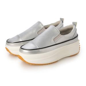 ルームナイン ROOM9 ドライビングソール 厚底 スリッポン スニーカー レディース きれいめ シンプル 歩きやすい （シルバー）