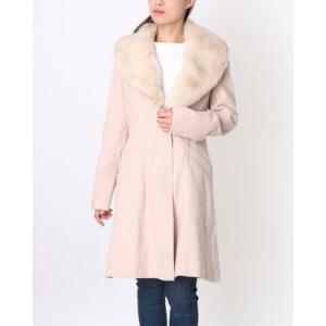 ローマン ROMAN ローマン 上品ファー付きフェミニンピンクベージュのお洒落コート （ベージュ）