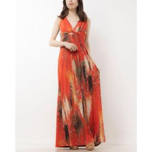 ローマン ROMAN ★大人気！今すぐ着たい大人スタイリッシュな絶妙カラーお洒落デザインマキシワンピ♪ (86747/8) （レッド）