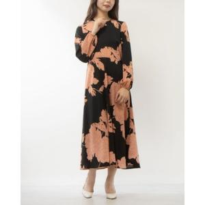 ローマン ROMAN 新作！絶対欲しいスタイリッシュ大人お洒落なフェミニンゴージャス大振りお花柄フレアワンピース♪ （ピンク）