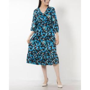 ローマン ROMAN ★新作！鮮やかスタイリッシュ大人お洒落なブルーのフレアワンピ♪ （ブルー）