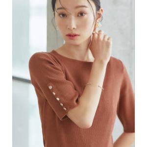 ルイルエブティック RUIRUE BOUTIQUE 選べるデザインボタンハーフスリーブリブニット （...