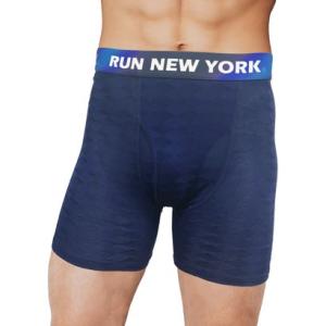 ランニューヨーク RUN NEW YORK 前開きセミロングボクサーブリーフ  （ネイビー）【交換・...
