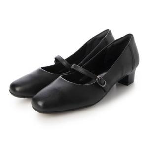 パレード Parade 【本革】3.5cmヒール スクエアトゥストラップビジネスパンプス 991106 （ブラック）