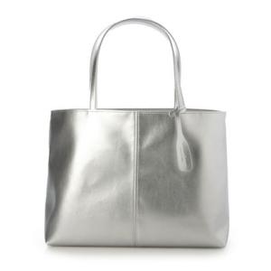 サビーナドンナ Sabina Donna 【日本製】上質PUレザー 超軽量270g スムースレザー A4対応 トートバッグ （シルバーメタリック）