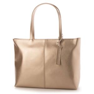 サビーナドンナ Sabina Donna 【日本製】 超軽量 約360g 上質PUレザー 天ファスナー開閉式 トートバッグ （ピンクゴールド）