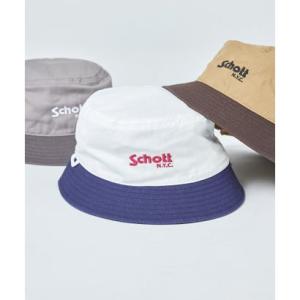 ショット Schott ロゴバイカラーバケットハット SC018 （ホワイト）