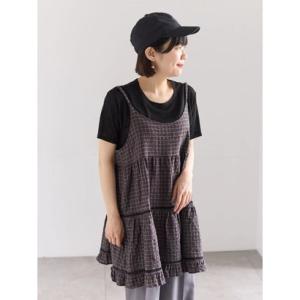 サマンサ モスモス Samansa Mos2 はしごレースティアードキャミチュニック （チャコールグレー）