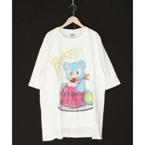 スカラー ScoLar ゼリーを独り占め！クマのプリントBIG Tシャツ （オフホワイト）｜locondo-shopping