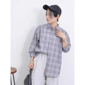 サマンサモスモス ブルー Samansa Mos2 blue 【イージーケア】リネン混シャツ （グレ...