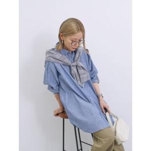 サマンサモスモス ブルー Samansa Mos2 blue 【イージーケア】リネン混シャツチュニッ...