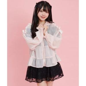 シークレットハニー Secret Honey レースアップシフォンパーカー （ピンク）