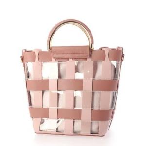 サック SAC 金手 配色 編み込みビニールバッグ unit （ピンク）