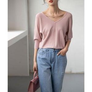 セゾンドパピヨン SAISON DE PAPILLON ドルマンスリーブサマーニットプルオーバー