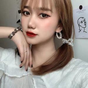 ショッピングゴー shoppinggo ヘアゴム スプリング パール ヘアアクセサリー 大人っぽい おしゃれ クリア 上品 エレガント （シルバー