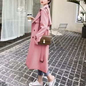 ショッピングゴー shoppinggo トレンチコート スプリングコート レディース 春 秋 冬 アウター 膝丈 ミドル丈 ベルト付き ダブルボタン