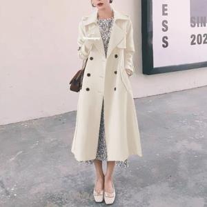 ショッピングゴー shoppinggo トレンチコート スプリングコート レディース 春 秋 冬 アウター 膝丈 ミドル丈 ベルト付き ダブルボタン