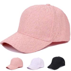 ショッピングゴー shoppinggo ベースボールキャップ レディース 野球帽 レース ローキャップ ツバあり カーブキャップ 帽子 （ピンク）