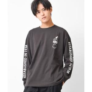 ラット エフェクト RAT EFFECT KANGOL別注袖ロゴプリントロングTシャツ （チャコール...