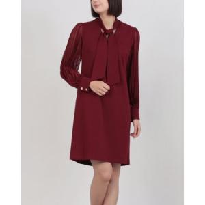 シェルビー アンド パルマー Shelby & Palmer 【訳あり商品】プリーツ袖と上品なボウタイがエレガントなワンピース （レッド）