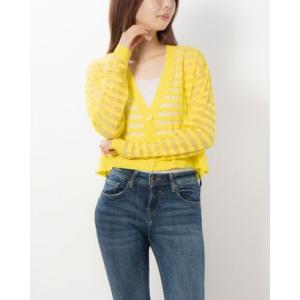 シルビアン ヒーチ SILVIAN HEACH シースルーボーダーカーデ （YELLOW）