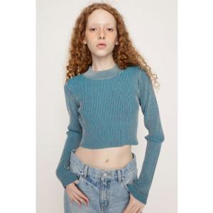 BI COLOR CROP RIB トップス BLU