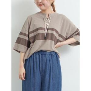 エスエムツー SM2 [接触冷感]編み上げラインTシャツ （ブラウン）