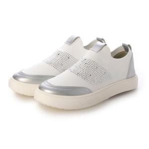 スマートウォーク SMARTWALK ラインストーンストレッチスニーカー （ホワイト/シルバーラメ）