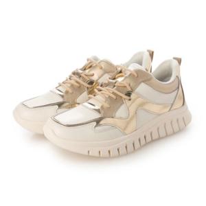 スマートウォーク SMARTWALK メタリックラインスニーカー （ゴールド/ホワイト）