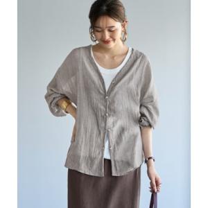 スタイルデリ STYLE DELI ラミー調風合い加工シャツカーディガン （グレーミックス）