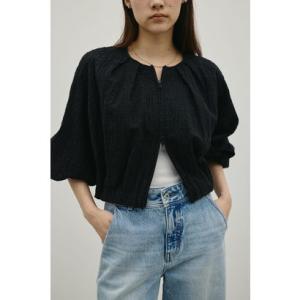 ボリュームスリーブレースブルゾン BLK