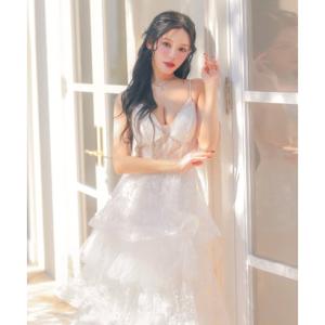 ティカ Tika キャバドレス Aライン ロングドレス 谷間 バストシースルー 大きいサイズ レース 大人 セクシー キャミソール オーロラスパンコ