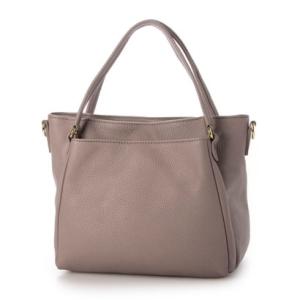トミエコ Tomieco LEATHER スクエア型 あおりポケット付き2wayバッグ 本革 （グレージュ）