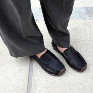 トミエコ Tomieco 本革 スリッポンカジュアル ドラビング 軽量シューズ （BLACK）