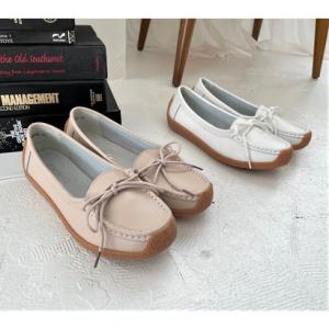トミエコ Tomieco 本革 モカシンシューズ 紐カジュアル （BEIGE）