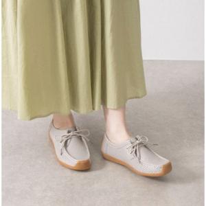 トミエコ Tomieco 本革 モカシンシューズ パンチング ドライビングシューズ （GRAY）