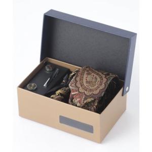 トゥータル Tootal 老舗英国ブランド シルク100% メンズ スーツ ギフト箱4点セット （ブラウン系その他）