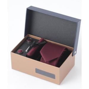 トゥータル Tootal 老舗英国ブランド シルク100% メンズ スーツ ギフト箱4点セット （ボルドー）