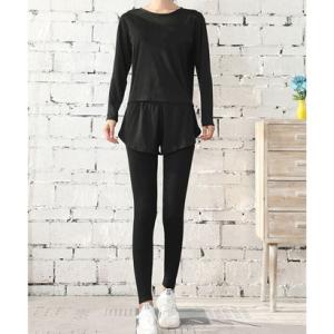 テディショップ Teddyshop レディース フィットネスバックスリットトップス+レギンス 上下2...