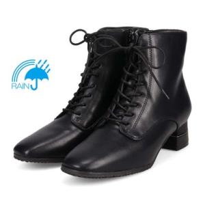 テーン tehen 【撥水加工】テーン tehen メタルプレート入りのヒールがポイント♪トレンドアイテム・レースアップブーツ TN1766A （ブラ