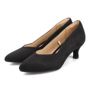 テーン tehen 【脱げにくい】 レディース パンプス Vカット 通勤 5?ヒール  TN5501   （ブラックスエード）