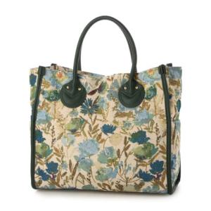 スリーフォータイム Three Four Time ジャガードスクエアトート （グリーン）