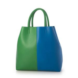 スリーフォータイム Three Four Time バイカラーフェイクレザートートBAG （グリーン）